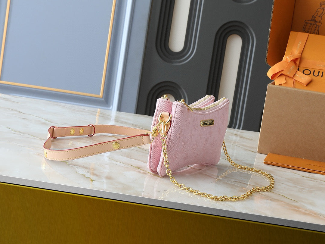 Pink Denim Crossbody