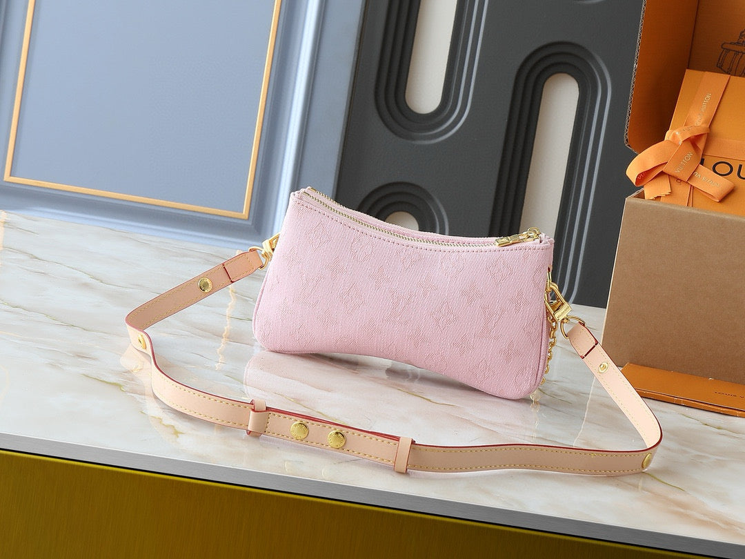 Pink Denim Crossbody