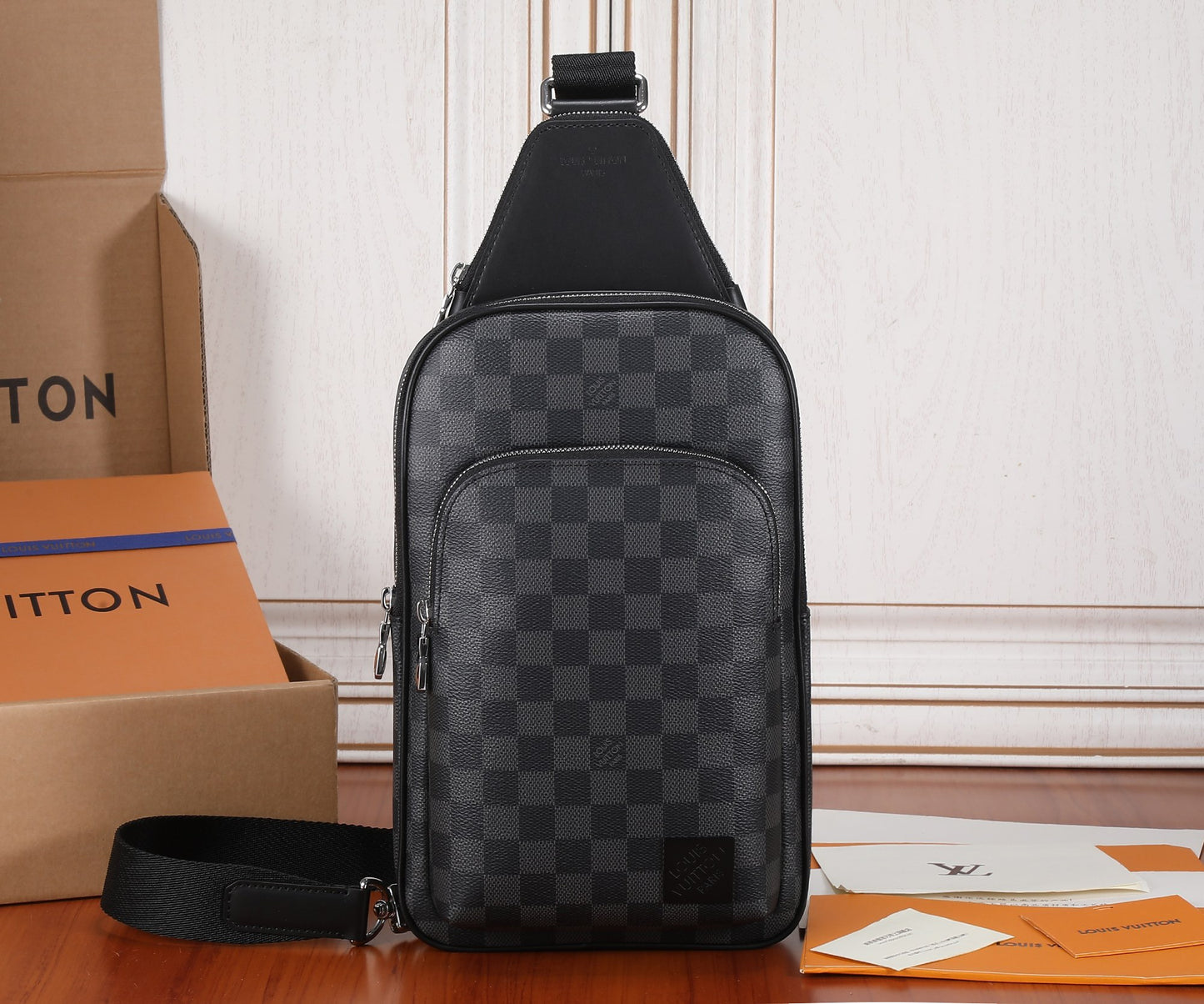 Black Grid Sling Bag