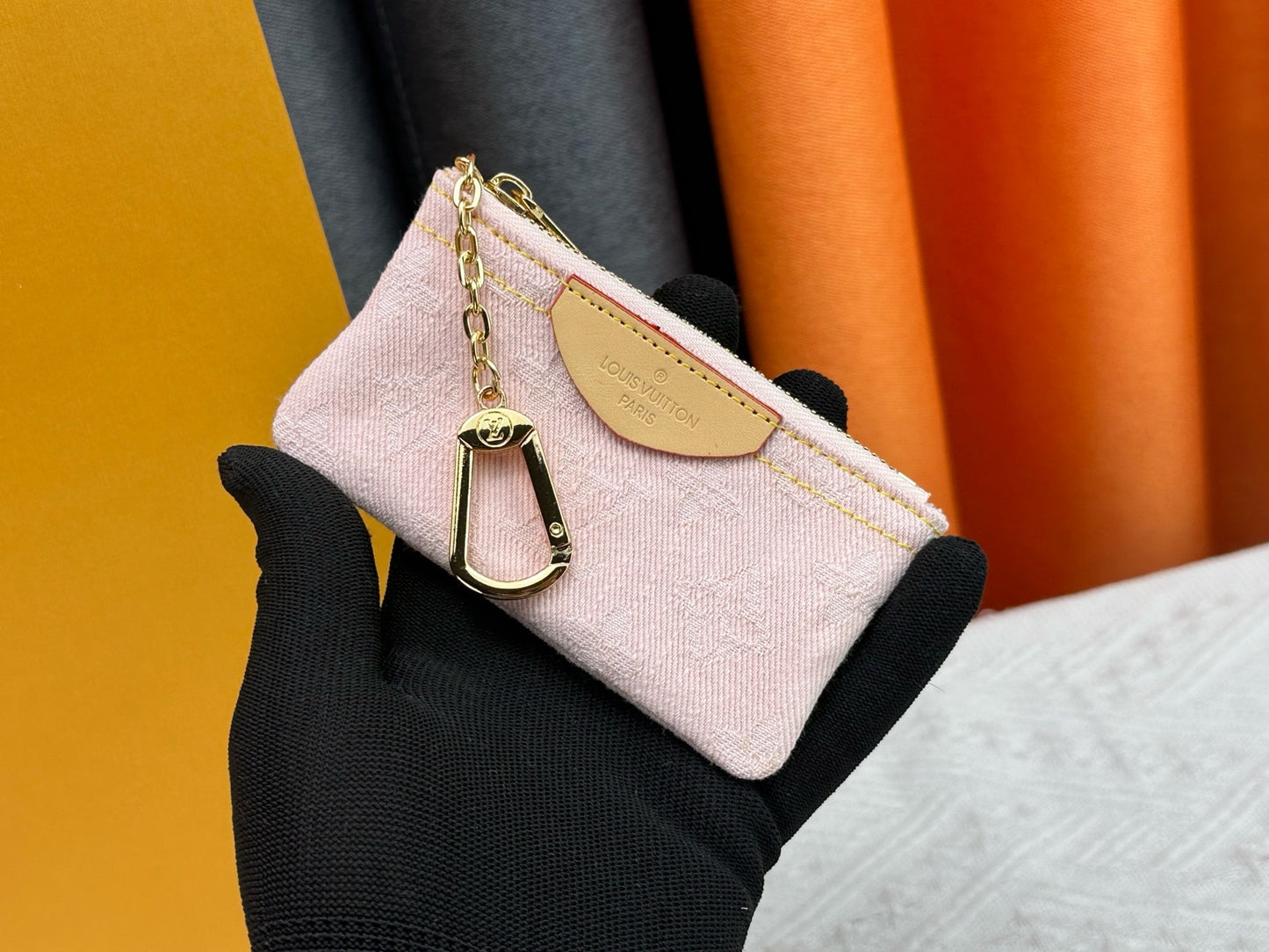 Pink Denim Coin Pouch