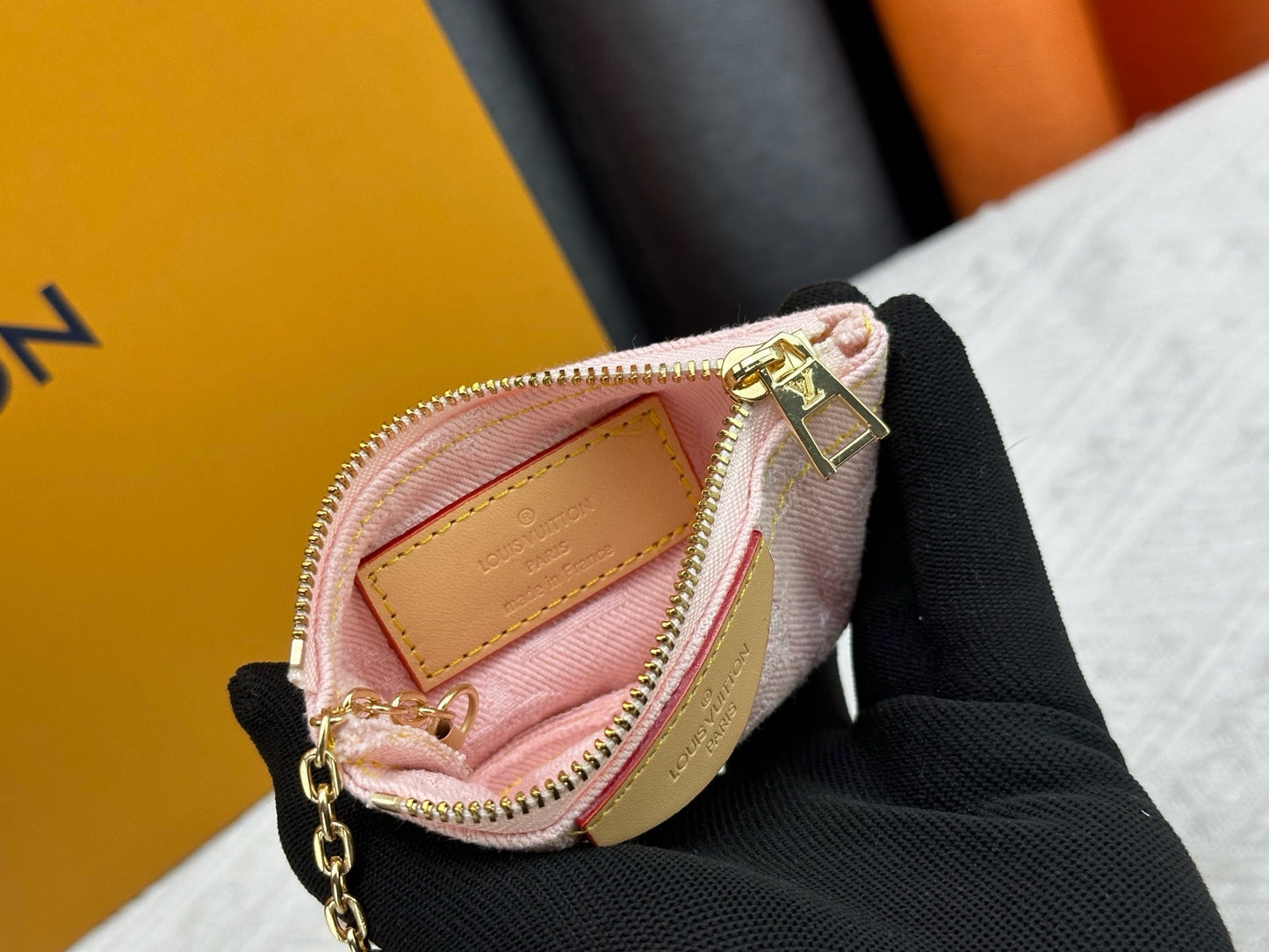 Pink Denim Coin Pouch