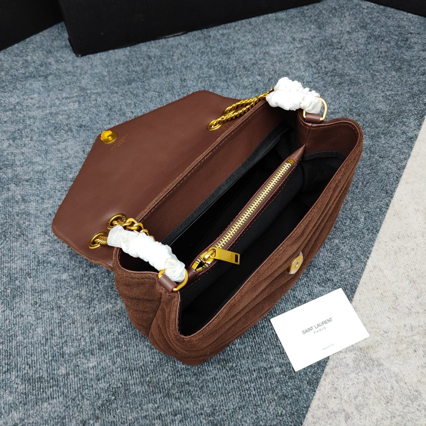 Brown Velvet Shoulder Bag