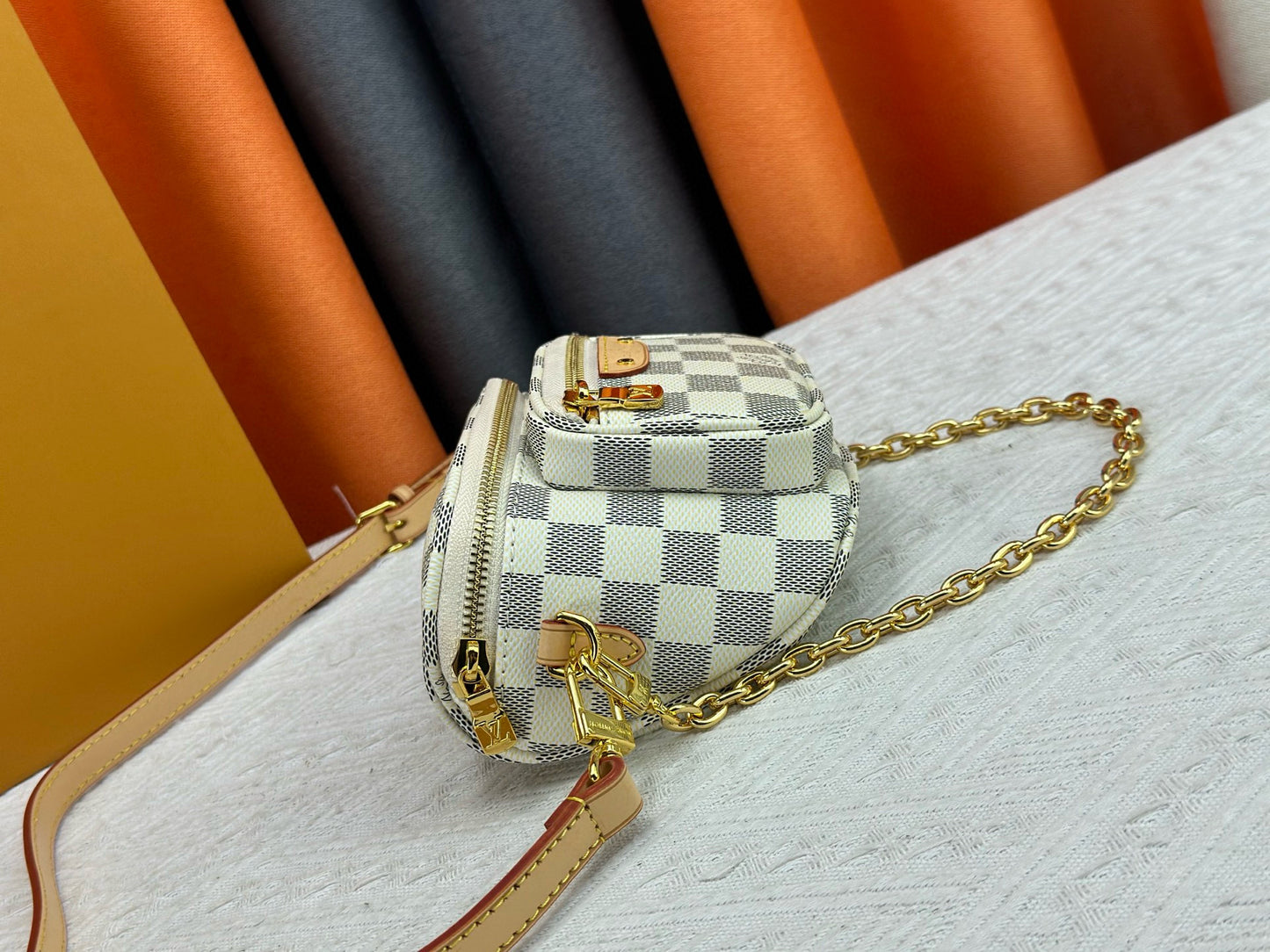 White Grid Bum Bag