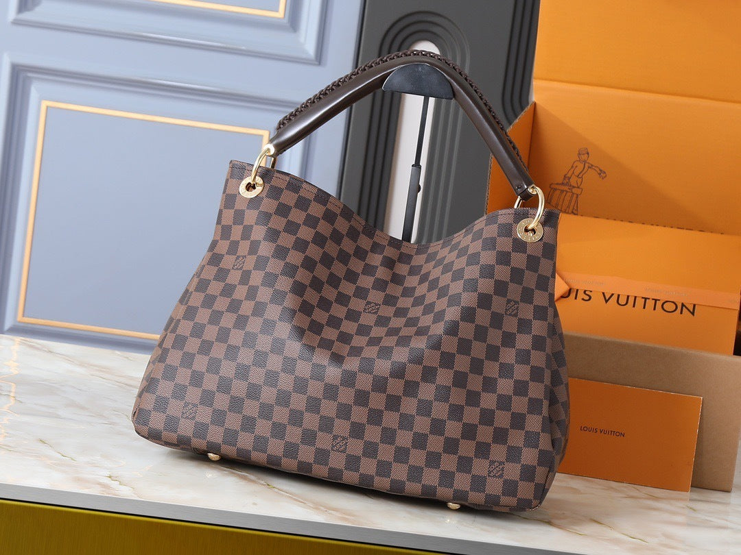 Brown Checkered Artsy Bag