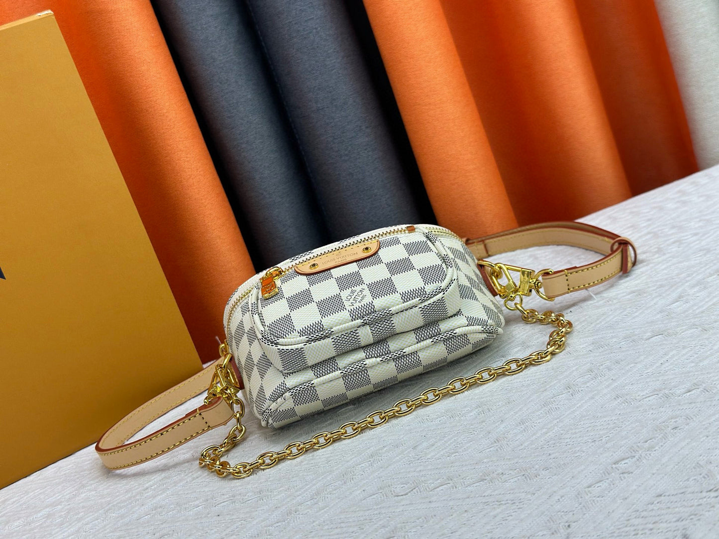 White Grid Bum Bag