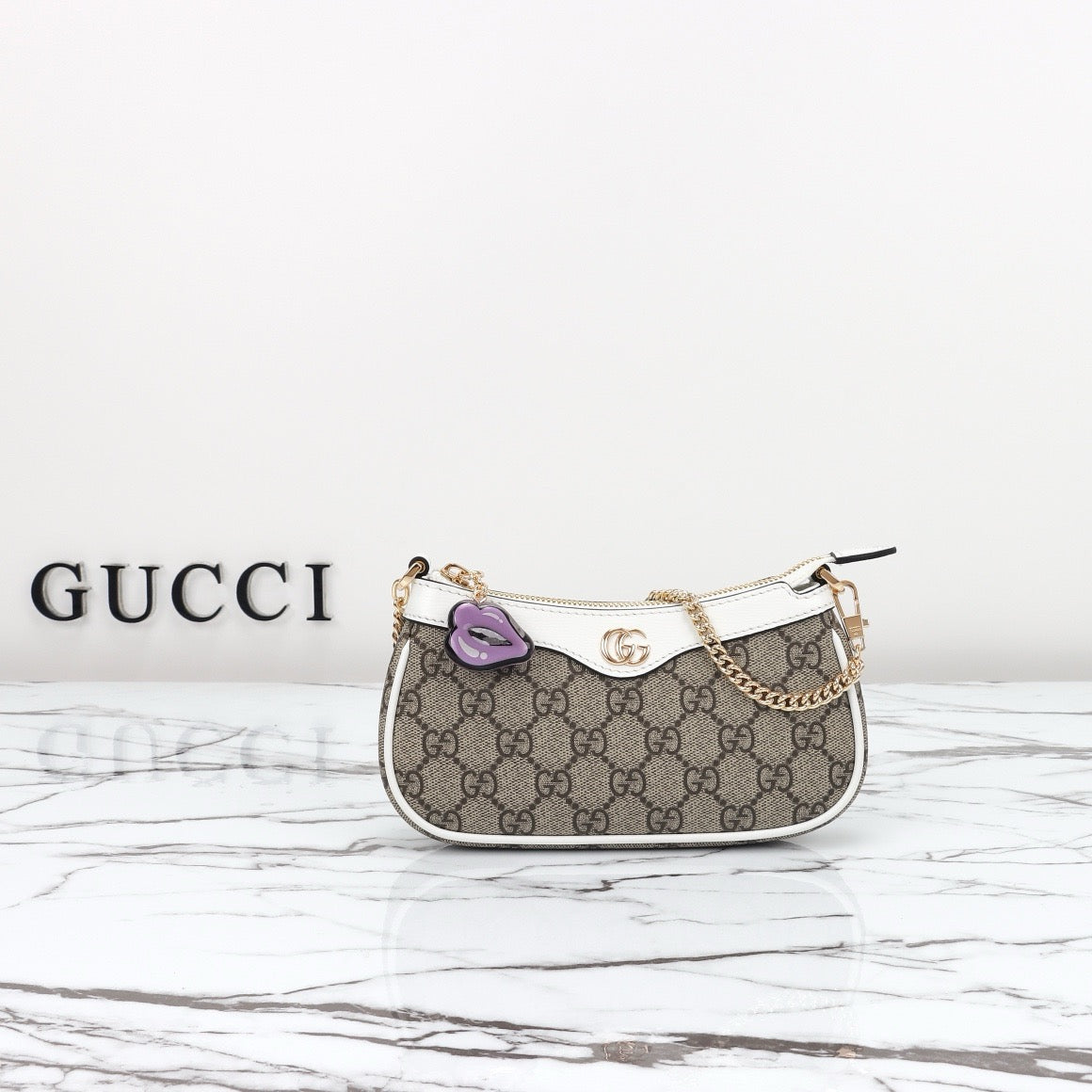 Classic Print and White Shoulder Bag