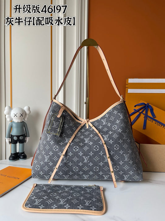 Large Grey Denim Carryall