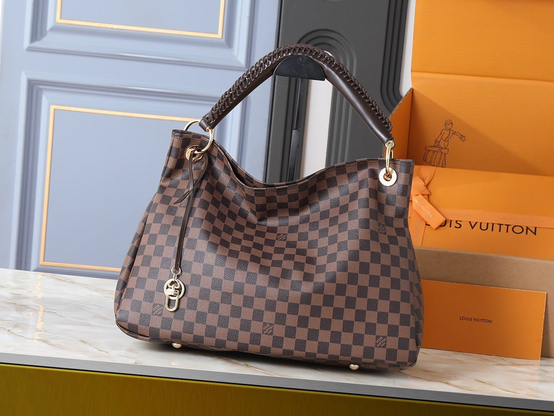 Brown Checkered Artsy Bag