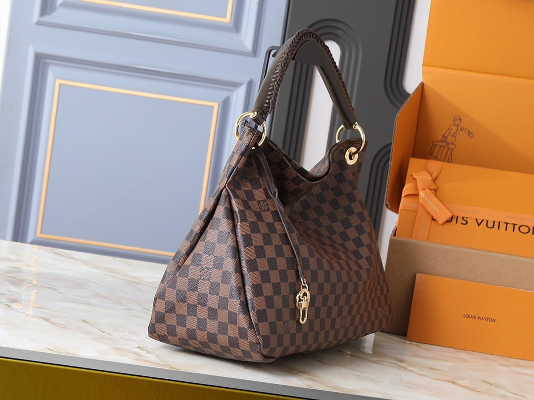 Brown Checkered Artsy Bag