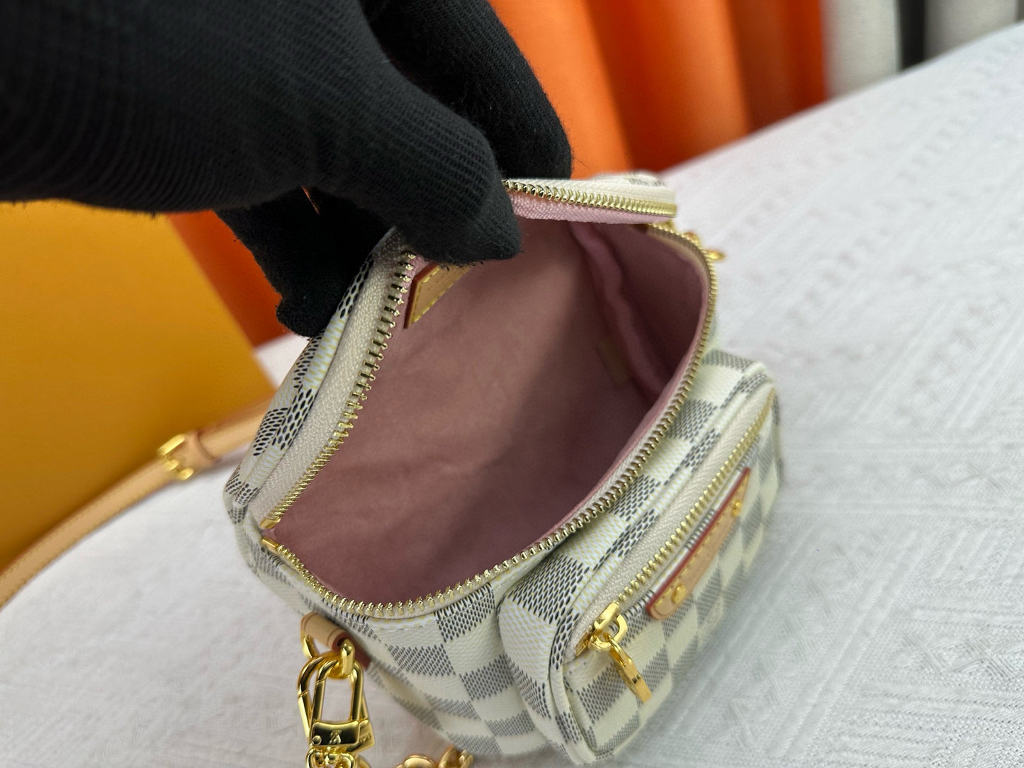 White Grid Bum Bag