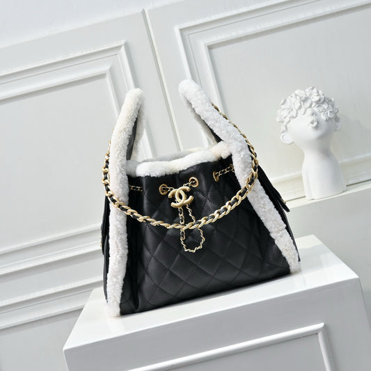 Black and White Fur Shoulder Bag