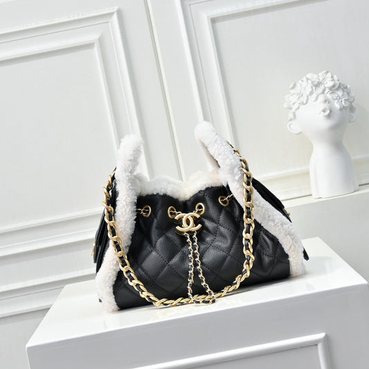 Black and White Fur Bag