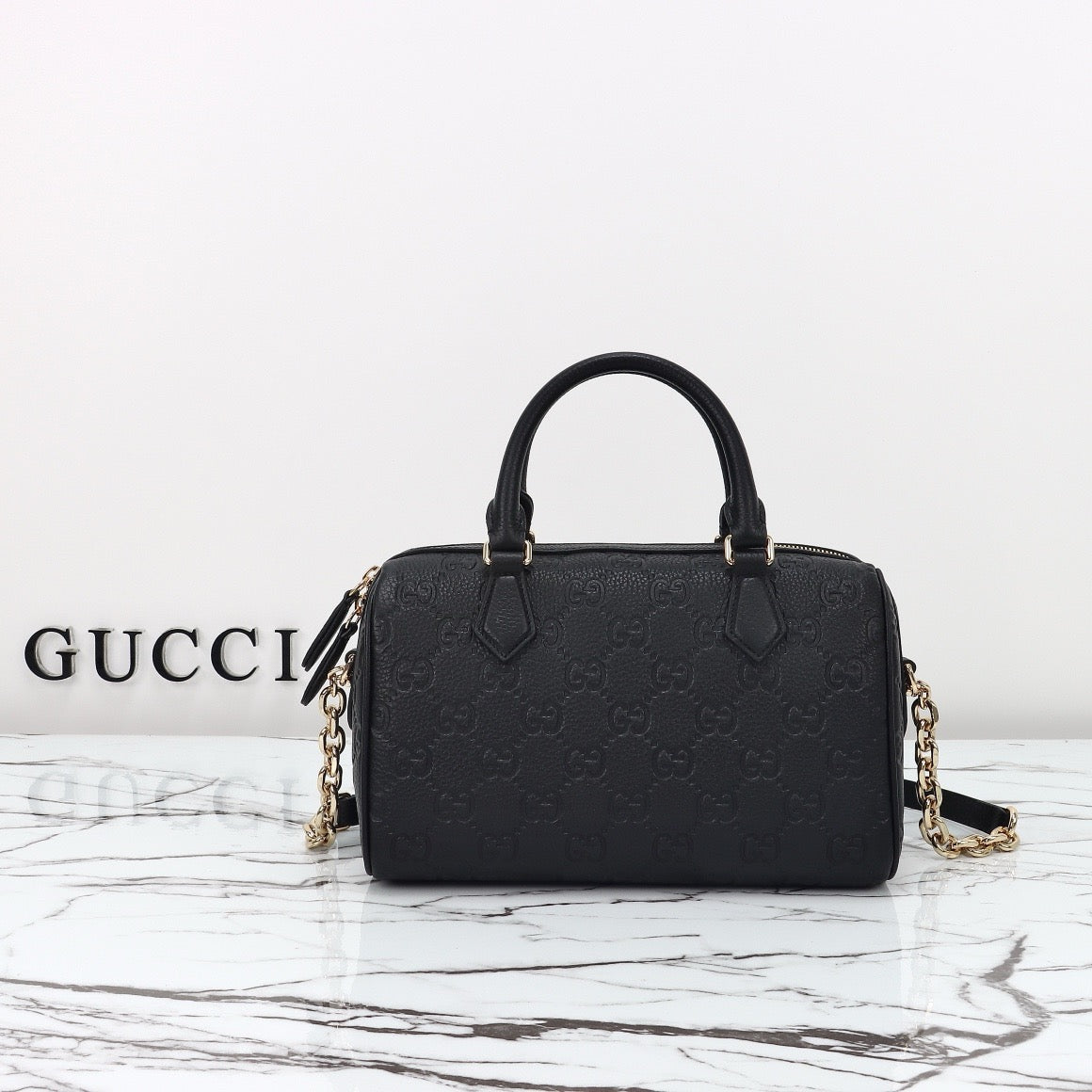 Black Embossed Handle Bag