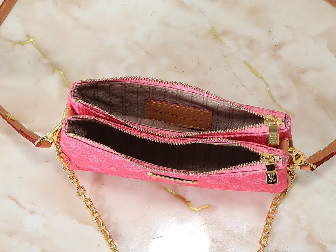 Pink Denim Crossbody