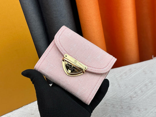 Pink Denim Small Wallet