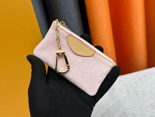 Pink Denim Coin Pouch