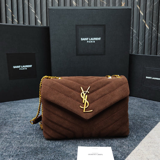 Brown Velvet Shoulder Bag