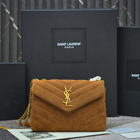 Khaki Velvet Shoulder Bag