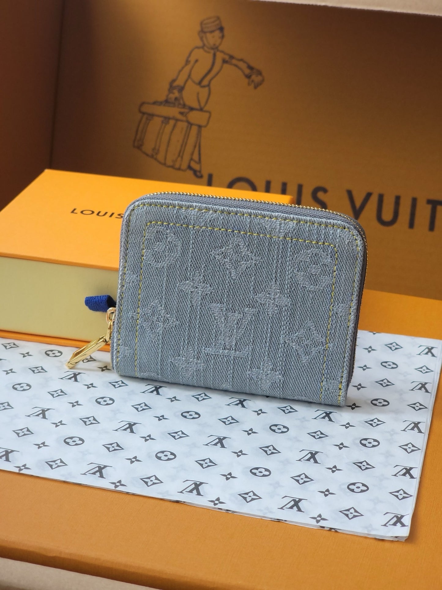 Grey Denim Small Wallet