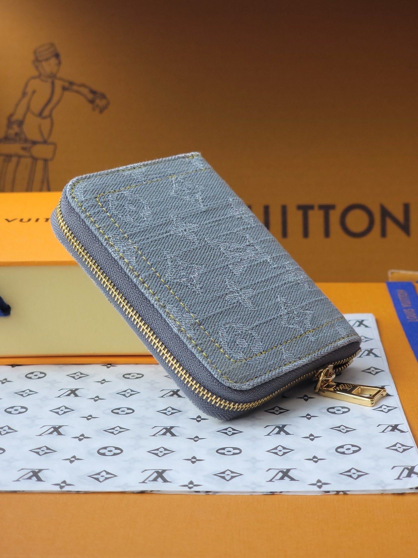 Grey Denim Small Wallet