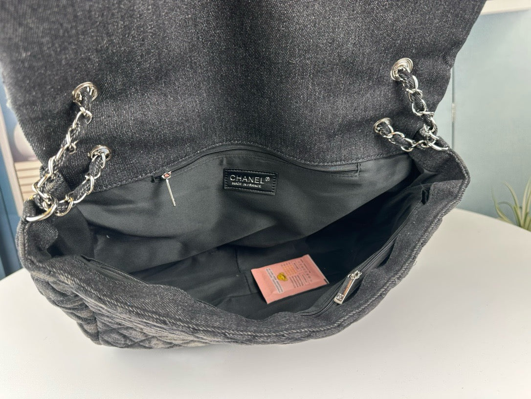 Large Dark Denim Shoulder Bag
